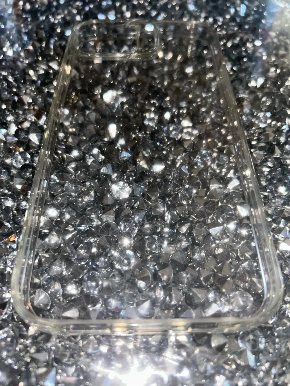 iPhone 15 plus Clear Transparent Crystal-Effect Phone Case - Black/Silver